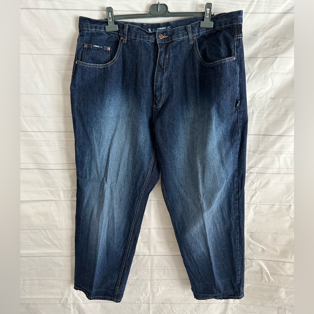 Vintage Vibes Jeanetics Jeans Men’s 44Wx32L Blue Denim Cotton Baggie Wide Leg